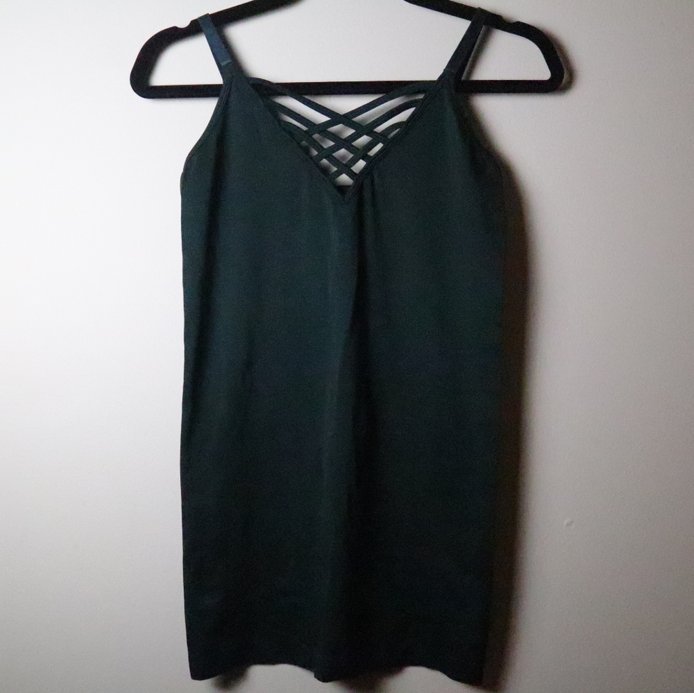 Women's Criss Cross Caged Thin Strap Long Tank Top Cami Shirt